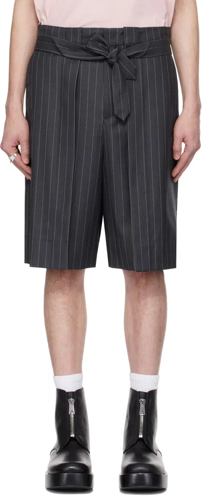 Jw Anderson Gray Folded Front Pleat Shorts In 945