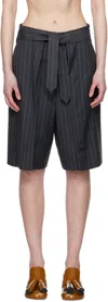Jw Anderson Gray Folded Front Pleat Shorts In 945 Mid Grey Melange