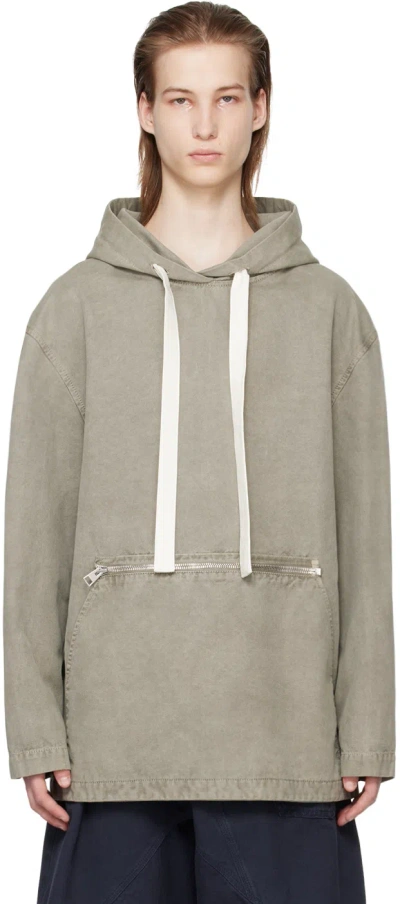 Jw Anderson Gray Garment-dyed Hoodie In Grey