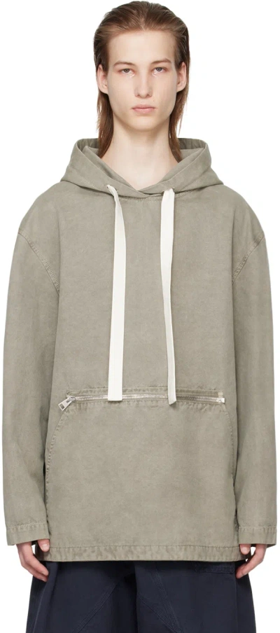 Jw Anderson Gray Garment-dyed Hoodie In 929 Grey