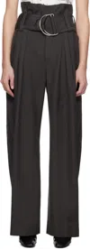 Jw Anderson Gray Gathered Waist D-ring Trousers In 599 Charcoal