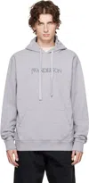 Jw Anderson Gray Logo Embroidery Hoodie In Gray