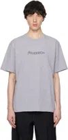 Jw Anderson Grey Crewneck T-shirt With Logo Embroidery On The Front In 907