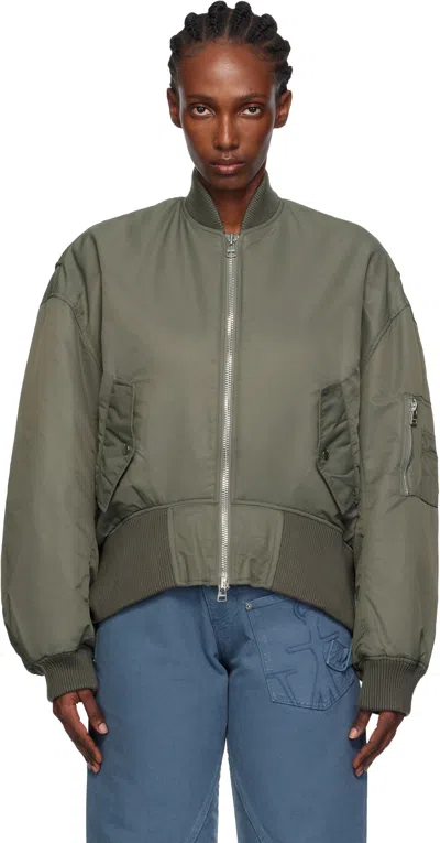 Jw Anderson Gray Oversized Curved Hem Bomber Jacket