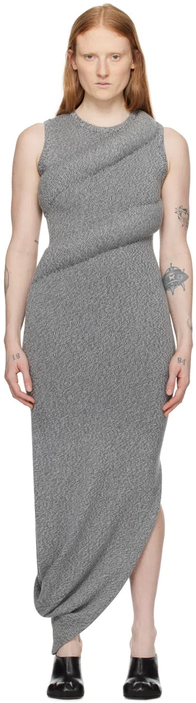 Jw Anderson Gray Padded Twisted Maxi Dress In 929 Grey