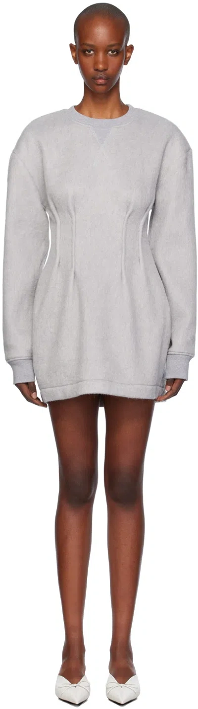 Jw Anderson Gray Textured Long Sleeve Hourglass Minidress In 906 Light Grey