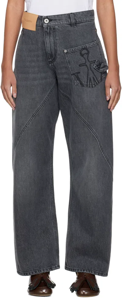 Jw Anderson Gray Twisted Workwear Jeans In 929 Grey