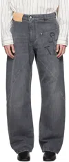 Jw Anderson Gray Twisted Workwear Jeans In Black