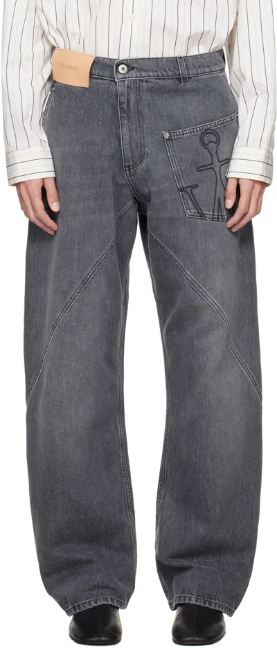 Jw Anderson Gray Twisted Workwear Jeans In Black