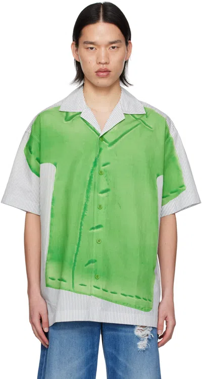Jw Anderson Clay Trompe L'oeil Print Short Sleeve Shirt In 694 Light Grey/green