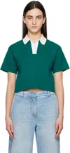 Jw Anderson Cropped Knitted Polo Top In 540 Emerald