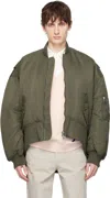 Jw Anderson Oversized Curved Hem Bomber Jacket Olive In 595