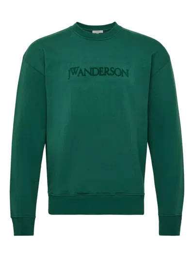 JW ANDERSON GREEN EMBROIDERED LOGO SWEATSHIRT