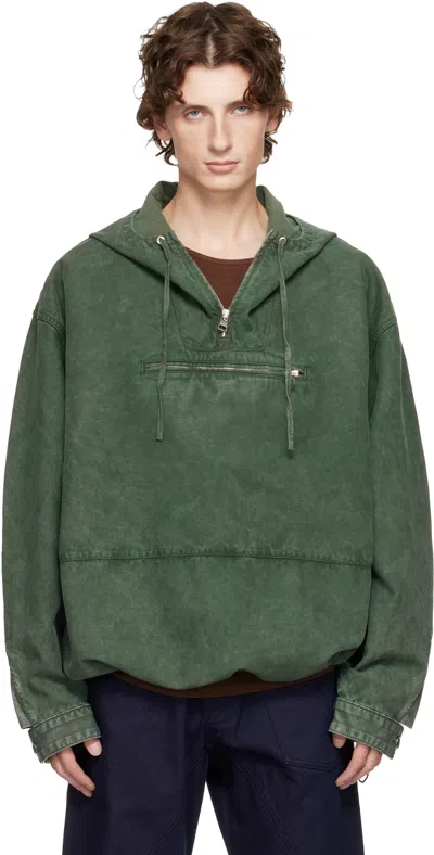 Jw Anderson Green Garment-dyed Anorak Jacket