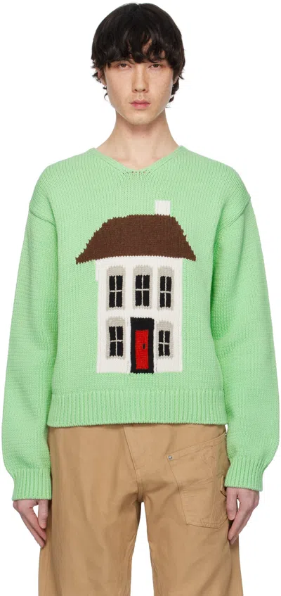Jw Anderson House-intarsia Sweater In Green