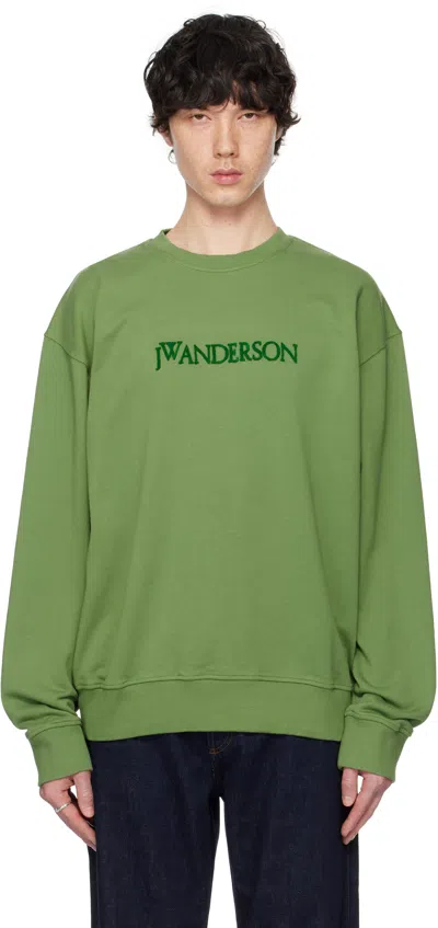 Jw Anderson Green Logo Embroidery Sweatshirt In 560