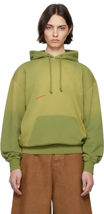 Jw Anderson Green Logo Hoodie In 595 Olive