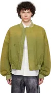 Jw Anderson Green Relaxed Cotton Bomber Jacket In 595