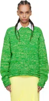 Jw Anderson Green Space Dye Crewneck Sweater In 525 Apple