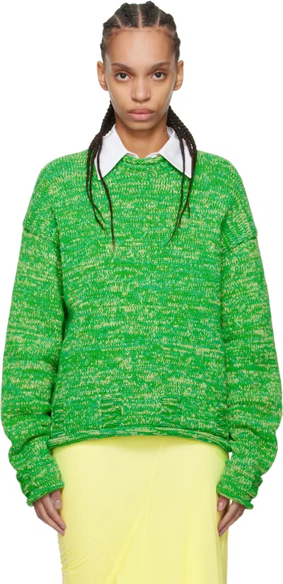 JW ANDERSON GREEN SPACE DYE CREWNECK SWEATER