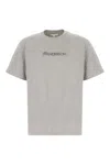 Jw Anderson Grey Crewneck T-shirt With Logo Embroidery On The Front