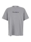 Jw Anderson Grey Crewneck T-shirt With Logo Embroidery On The Front