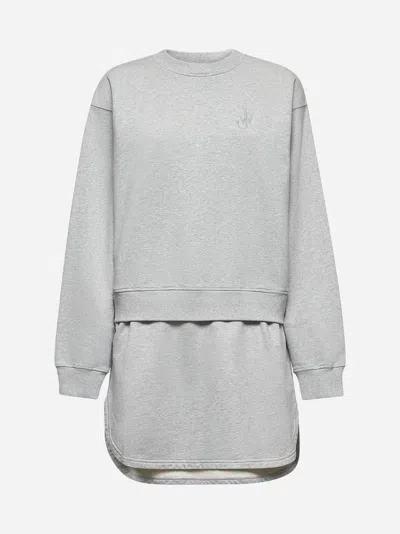 JW ANDERSON GREY LAYERED SWEATSHIRT DRESS