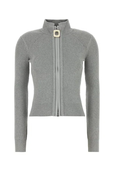 Jw Anderson Grey Stretch Cotton Blend Cardigan In Gray