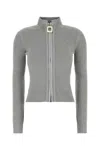 Jw Anderson Grey Stretch Cotton Blend Cardigan In Gray