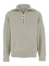 Jw Anderson Grey Sweater With Half Zip Closure On The Front In Cotton Piquet Man