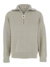Jw Anderson Grey Sweater With Half Zip Closure On The Front In Cotton Piquet Man In Neutral