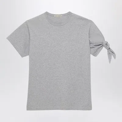 Jw Anderson Grey T-shirt With Knotted Sleeve Men In Gray