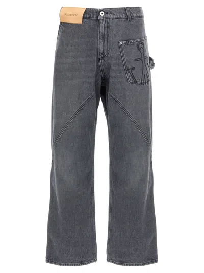 JW ANDERSON MEN GREY TWISTED FLARED JEANS, 34 LUXURY JEANS FOR MEN DARVEYS
