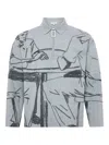 Jw Anderson Half-zip Illustration Sweatshirt In Blue