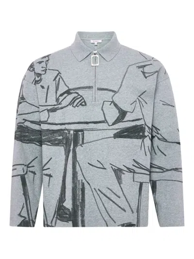 JW ANDERSON HALF-ZIP ILLUSTRATION SWEATSHIRT