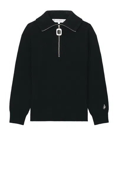 Jw Anderson Half Zip Jumper In Black