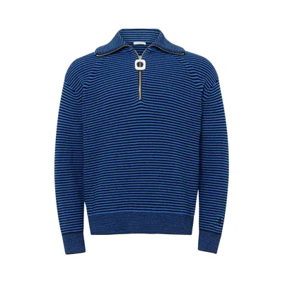 Pre-owned Jw Anderson Half Zip Jumper 'blue/black' | Men's Size S
