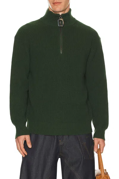 Jw Anderson Half Zip Jumper In Green