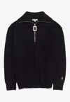 Jw Anderson Half-zip Ribbed Knit Sweater In Black