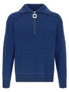 Jw Anderson Half Zip Sweater Sweaters And Cardigans Multicolor In Blue