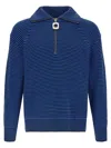 Jw Anderson Half Zip Sweater Sweaters And Cardigans Multicolor In Blue