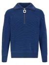 Jw Anderson Half Zip Sweater Sweaters And Cardigans Multicolor In Blue