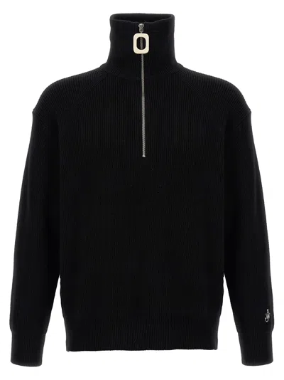 JW ANDERSON HALF ZIP SWEATER SWEATERS AND CARDIGANS BLACK