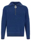 Jw Anderson Half Zip Sweater Sweaters And Cardigans Multicolor In Blue