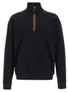 Jw Anderson Black Sweatshirt With Front Zip And Embroidered Logo On The Sleeve In Cotton Man
