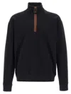 Jw Anderson Black Sweatshirt With Front Zip And Embroidered Logo On The Sleeve In Cotton Man In Black