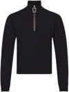 Jw Anderson Black Sweatshirt With Front Zip And Embroidered Logo On The Sleeve In Cotton Man In Black