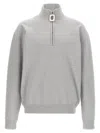 Jw Anderson Men Grey High Neck Sweatshirt With Zip Closure And Logo Embroidery In Cotton Man