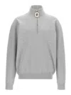 Jw Anderson Men Grey High Neck Sweatshirt With Zip Closure And Logo Embroidery In Cotton Man In Gris