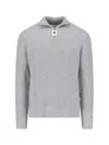 Jw Anderson Jwa Cotton Blend Half Zip Sweater In Grey